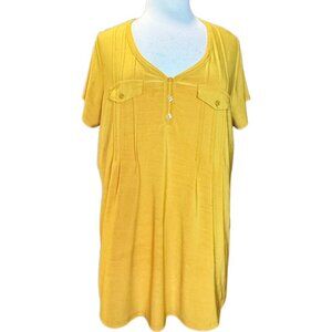 Elie McCarthy 2XL Yellow Short Sleeves Pull-Over Flowy